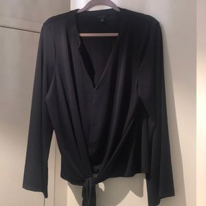 Ann Taylor Midnight Blue Tie Top